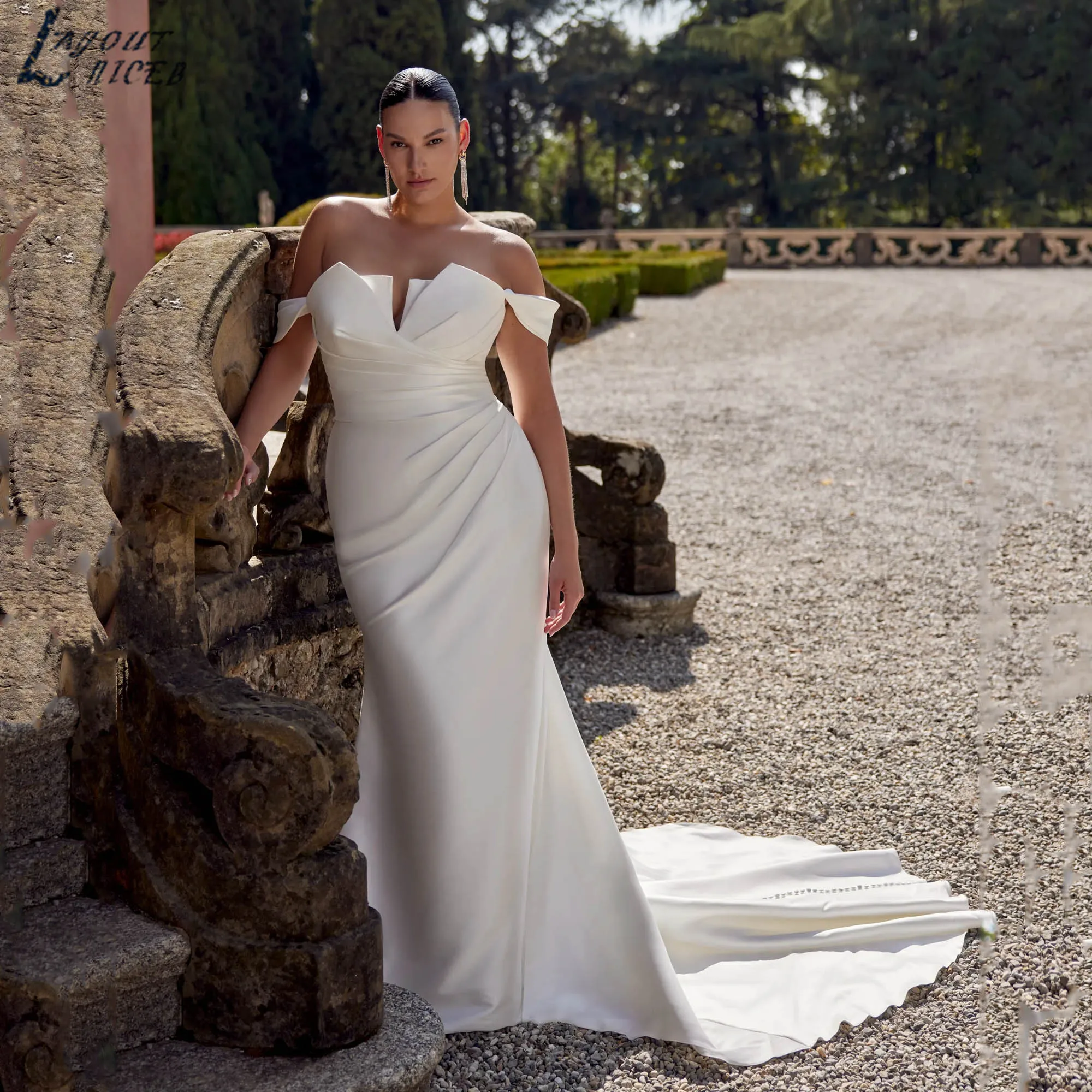 

Strapless Plus Size Gowns Off Shoulder Sweetheart Simplism Satin Weddng Dresses For Bride Backless vestidos de novia Customized