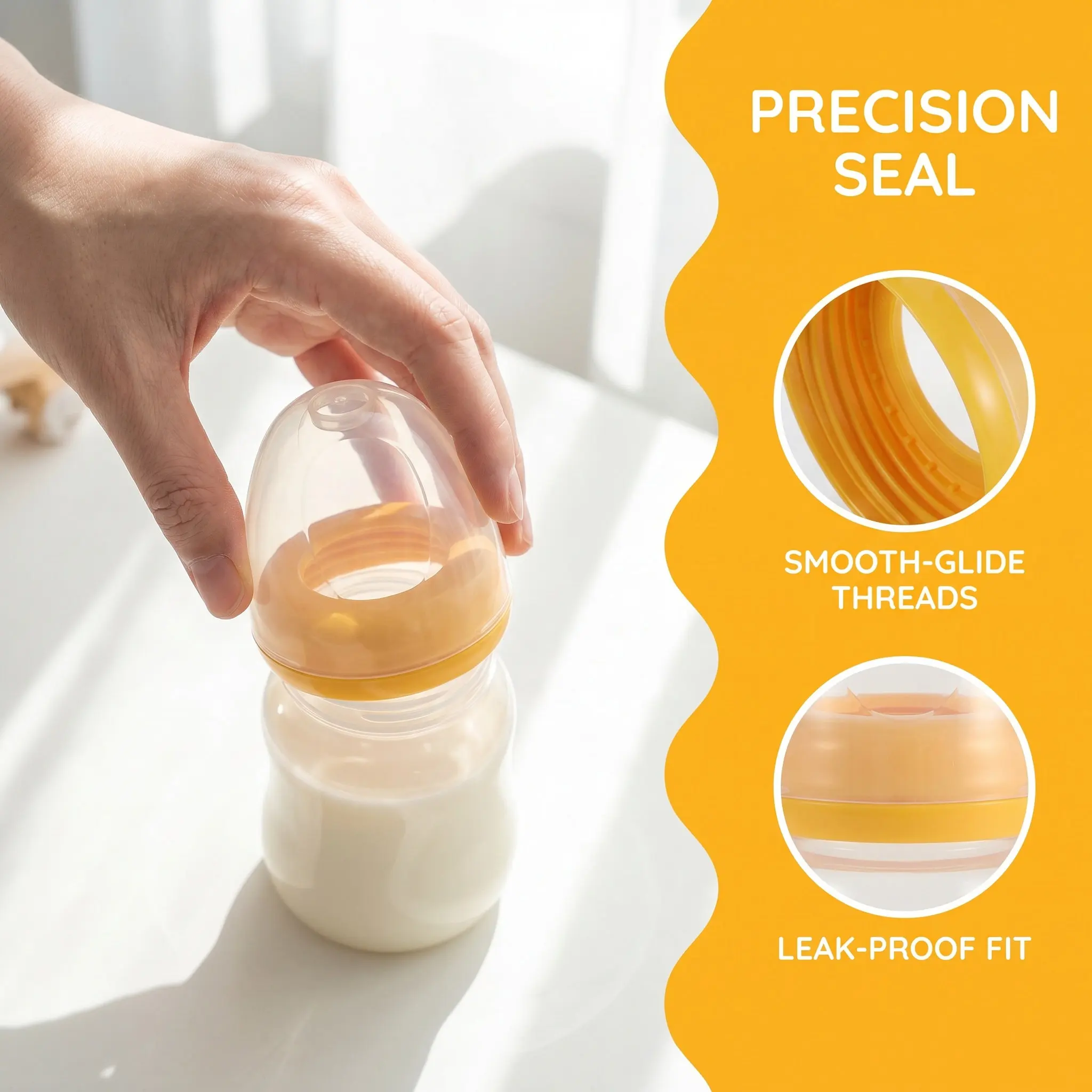 Baby Bottle Cap Dust Lid Wide Neck Replacement Orange Food Grade Plastic Leakproof Cover for Baby Feeding Bottle Accessories view 4