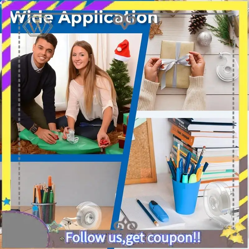 Nueva cinta transparente con dispensador y recambios, uso para envolver regalos, hogar, escuela y suministros de oficina, 0,7x1000 pulgadas, paquete de 8 Dura