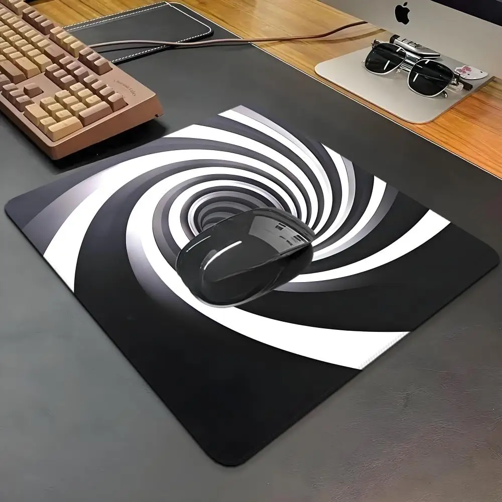 Mouse Pad Multiple sizes Large Square Computer Office Game Table Mat Black and white Rubber Anti-slip Mousepad Abstract Desk Mat