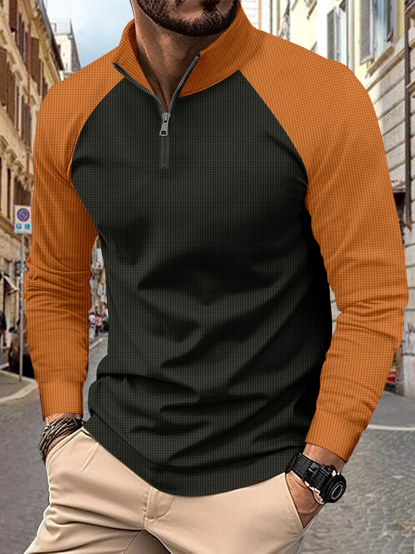 Fashion Boutique Men's Polo Shirt Long Sleeve Spring And Autumn Leisure Business clothing Comfortable Breathable Stand Collar Sh