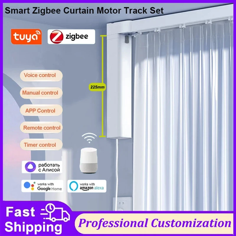 Tuya Zigbee – moteur de rideau électrique Intelligent, rail de rideau motorisé, Rail de tringle de corniche, Support Intelligent Yandex Alice Alexa Google
