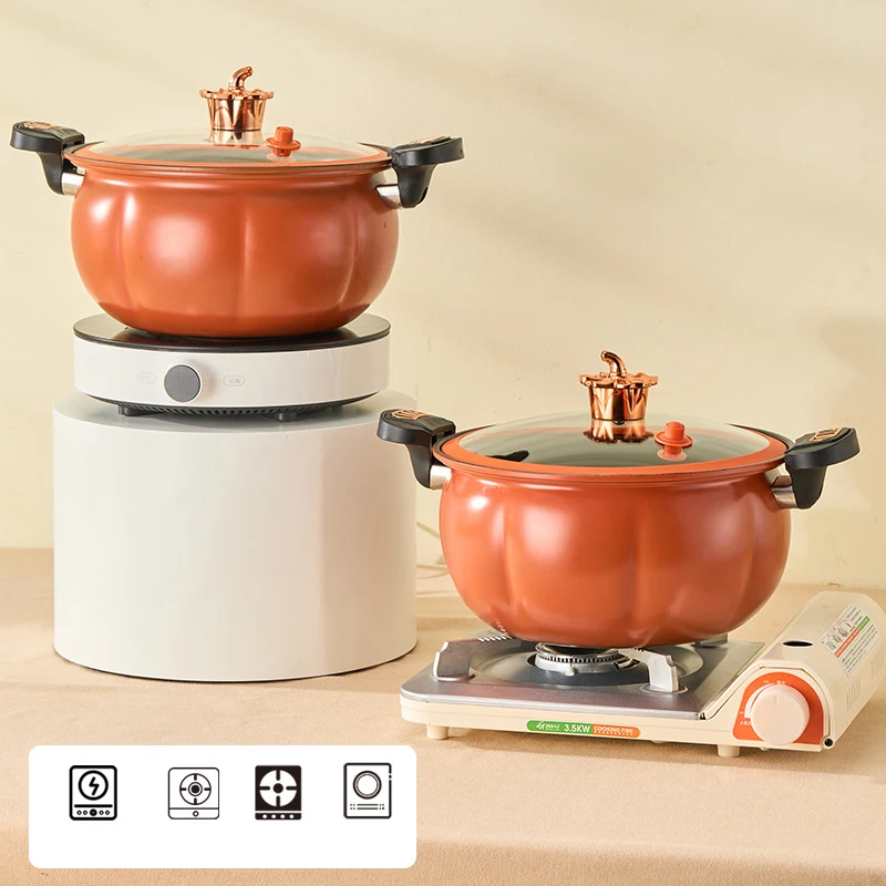Pumpkin Pot Multifunctional Cast Iron Slight Pressure Cooker Braise Boil Steam Stew Nonstick Pots Cooking Pots