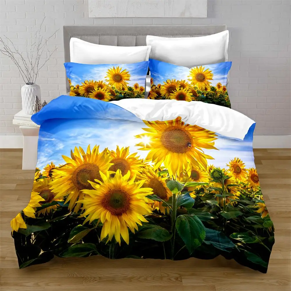 

Sunflower Floral Lush Lovely Flower Girl Kid Quilt Durex Full Twin King Size3Pcs Duvet Cover Bedding Linen Set Bedspread240x220