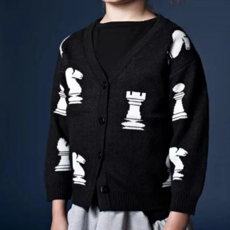 Chess Knitted Cardigan - Wear Your Passion with Pride, chess club gifts, chess coach presents, chess rewarding