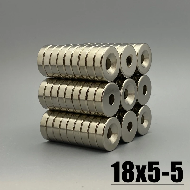 10/20/50/100Pcs 18x5-5mm N35 Neodymium Disc Magnet Round Super Strong 18*5 Hole 5mm Permanent Magnetic Imanes