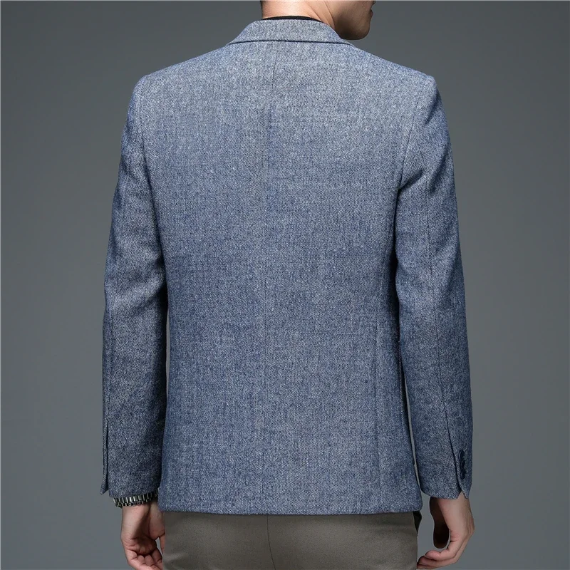 2024 Autumn and Winter New Top Quality Sheep Wool Fashion Business  Blazers JacketsClassic Menswear Casual Gray Blue Blazer