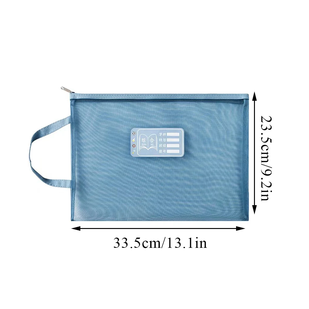 3pc A4 Stationery Storage Bag Double-layer Mesh Zipper Bag Large Capacity Organizer Bag Cosmetic Makeup Transparent File Folders