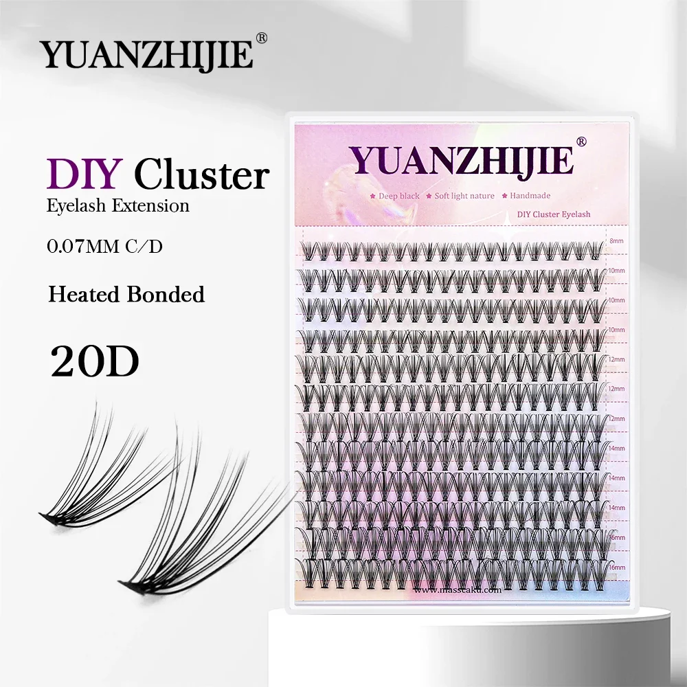 YUANZHIJIE-Faux-Cils Thermofusibles 20D, 240 Pièces, Volume Naturel Individuel, Segmenté, Boucle C/D, 8-16mm, Longueur Mixte