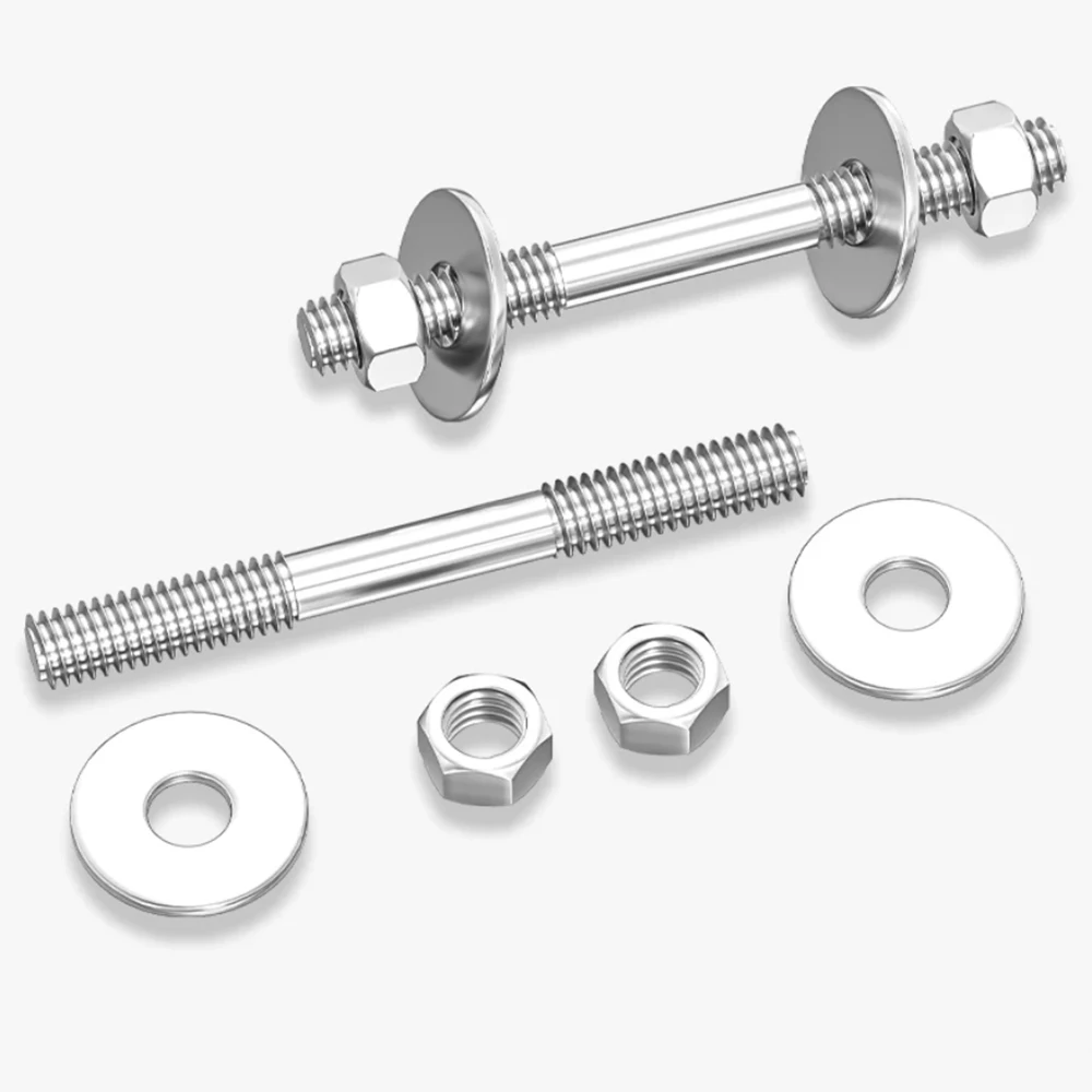 M6 M8 M10 Double Thread Stud Bar Set 304 SS Two Ends Thread Screw Through Wall Long Bolt Fastener Hardware Parts Length 20-250mm