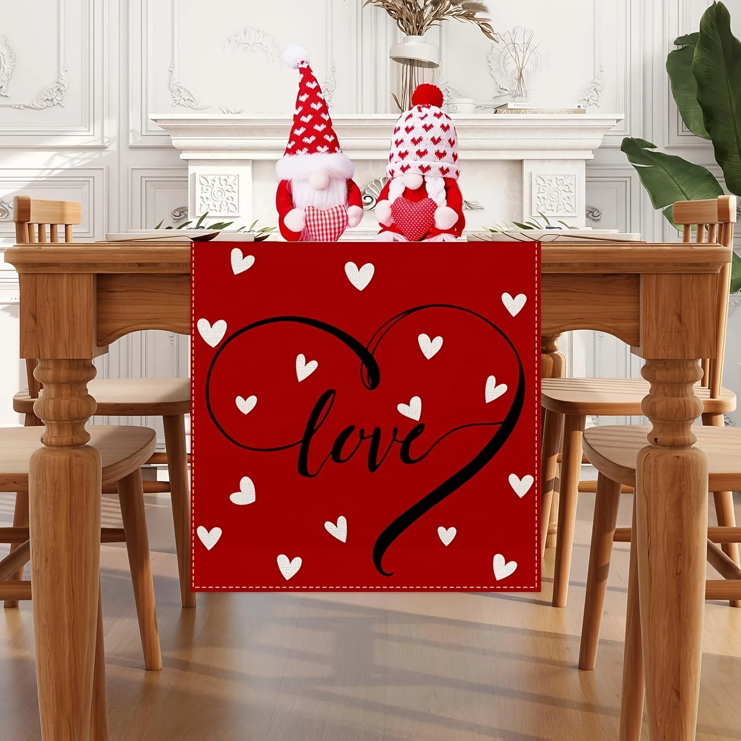 1 Piece Valentine's Day Heart-Shaped Table Runner - Red, Suitable for Modern Minimalist Homes, Art Studios, Business Meeting Rooms, Designer Salons, Model Room Decorations, Light Luxury Restaurants, Minimalist Exhibitions, Using Line Elements to Convey a Sense of Fashion/Simple Atmosphere.