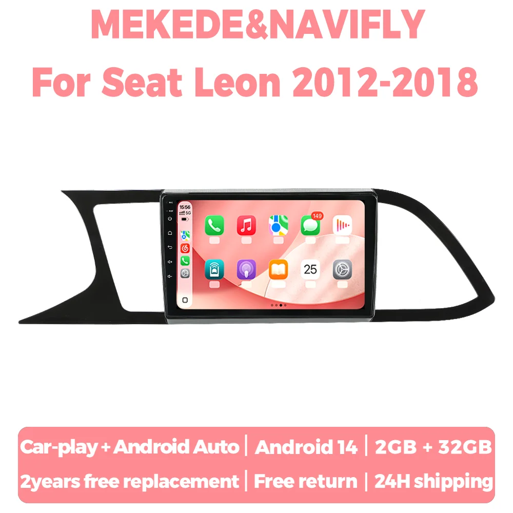 

Wireless CarPlay Android Auto Multimedia Display Screen For Seat Leon 2012-2018 Android 14 Car Radio GPS Navigation WIFI BT FM