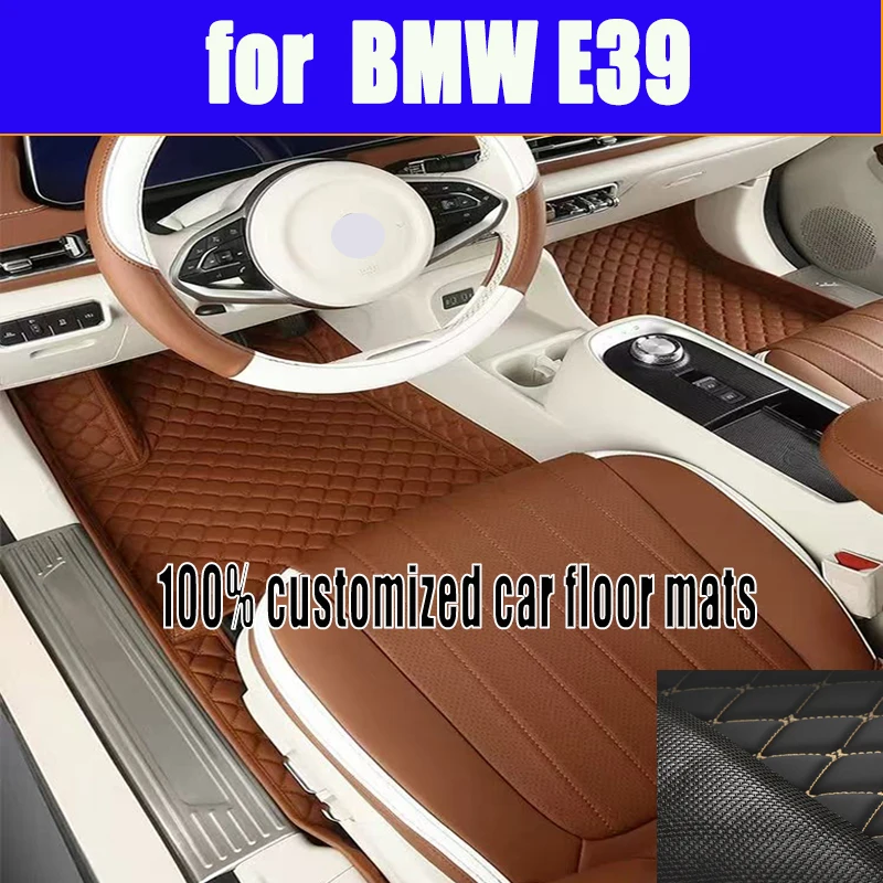 

Custom Automotive Car Floor Mats For BMW E39 1996 1997 1998 1999 2000 2001 Auto Luxury Leather Men Women Car Mats Full Coverage