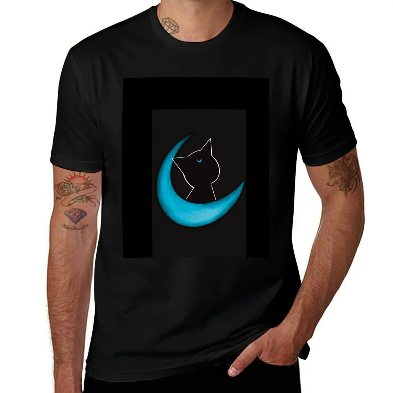 

Moon Kitty aqua T-Shirt heavyweights hippie clothes anime stuff quick-drying t shirt men