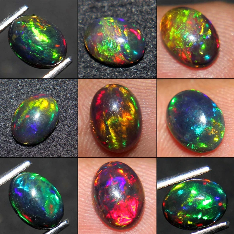 7*9 مللي متر العقيق الطبيعي الريكي شفاء شبه دائرة طقم مجوهرات-أوبال حلقة أقراط قلادة-الطاقة الروحية الأحجار الكريمة اكسسوارات #4