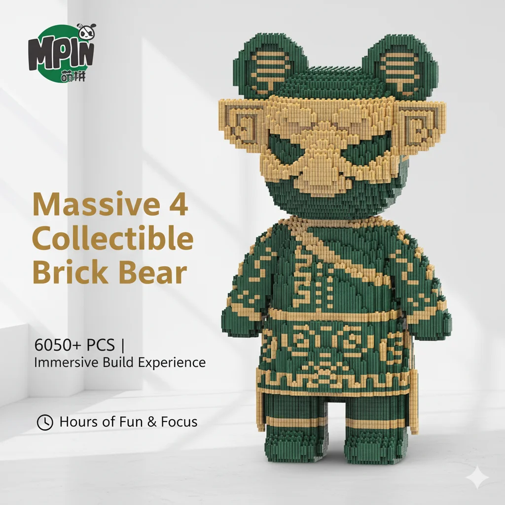 

DIY Pixel Violents Bear Building Blocks Brick Puzzle Toy 43cm Micro Particle Assembly Model Compatible Gift Desk Room Ornament