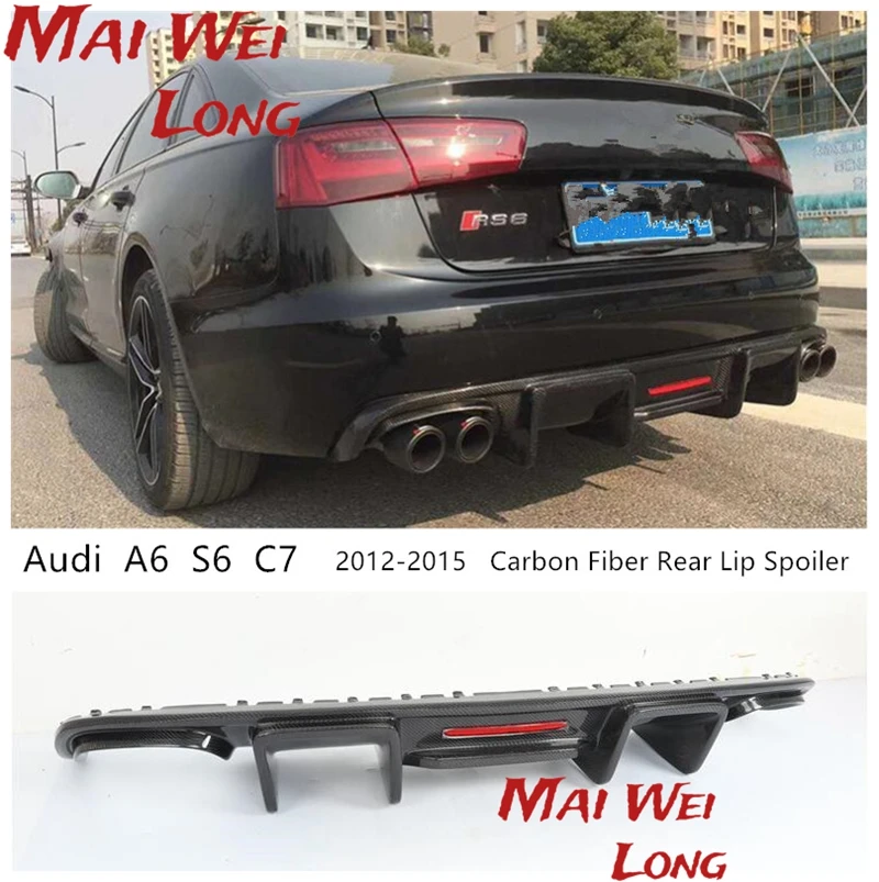 

For Audi A6 S6 C7 2012-2015 Carbon Fiber Rear Lip Spoiler High Quality Bumper Diffuser Car Accessories