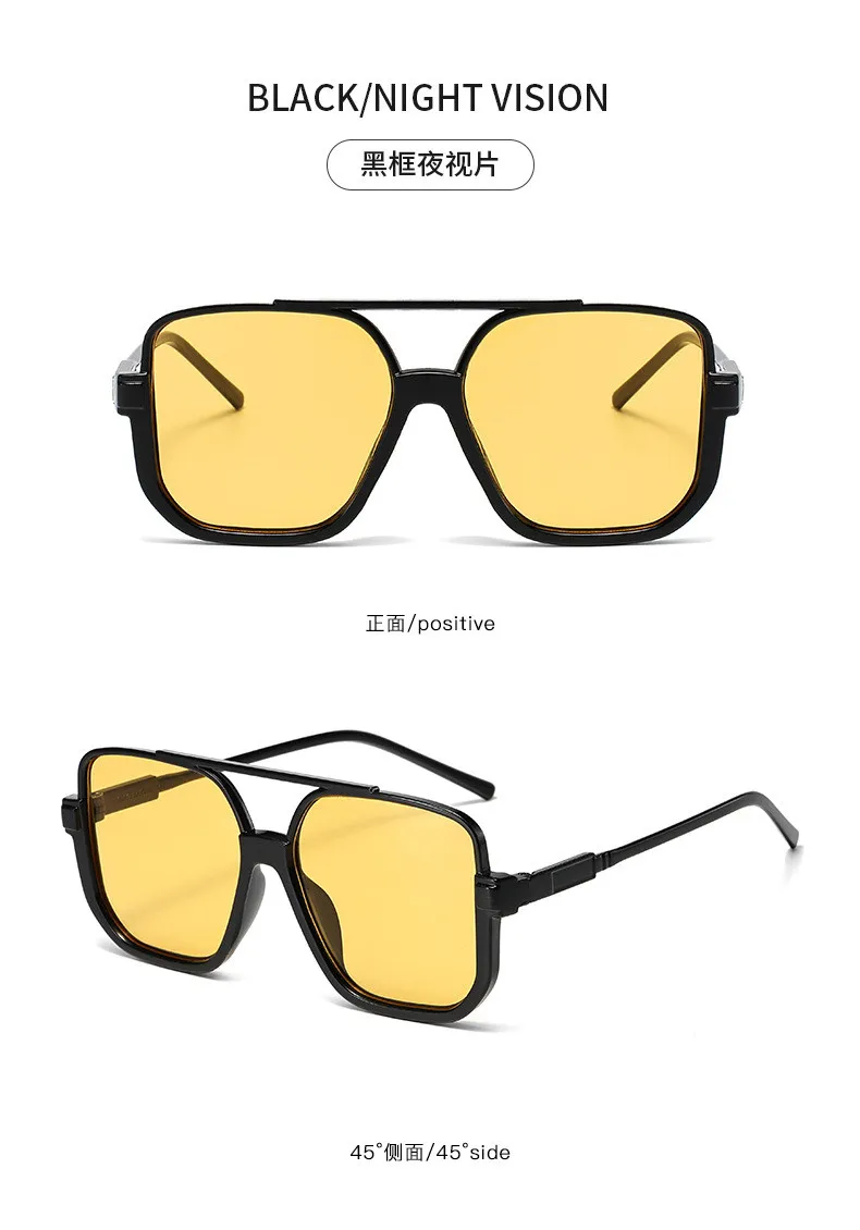 Übergroße Punk Quadratischen Rahmen Sonnenbrille Frauen Reisen Rechteck Marke Sonnenbrille Männer Strand Brillen Schwarz Shades Gläser – Detail 6