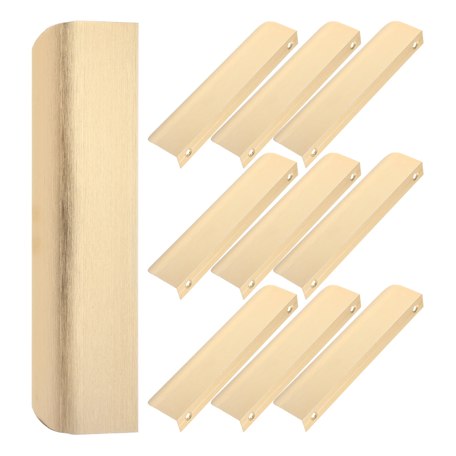 

10 Pcs Cabinet Handle Adhesive Edge Finger Pulls for Cabinets Household Brushed Gold Door Handles