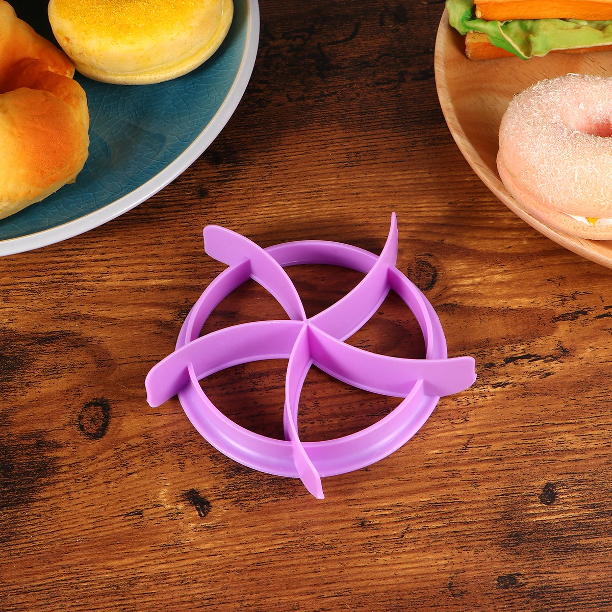 

2 Pcs Bakeware Bread Stamper Embossed White European and American Purple Croissant Baking