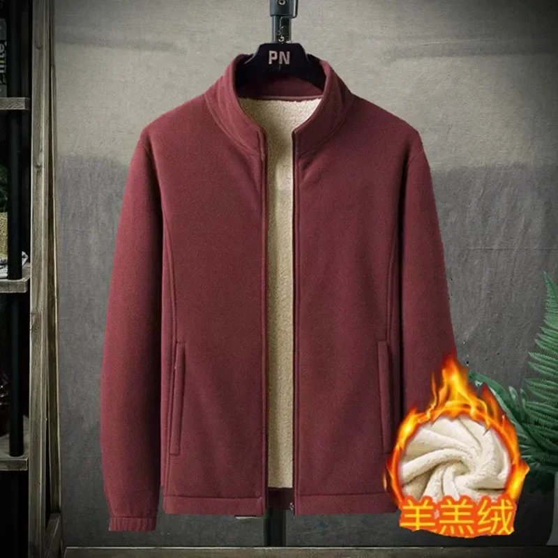 سترات رجالية سميكة من الصوف ، ملابس رجالية خارجية ، ملابس رياضية ، بطانة صوف ، سترات دافئة ، معطف حراري ، حجم كبير ، M- 9XL ، شتاء