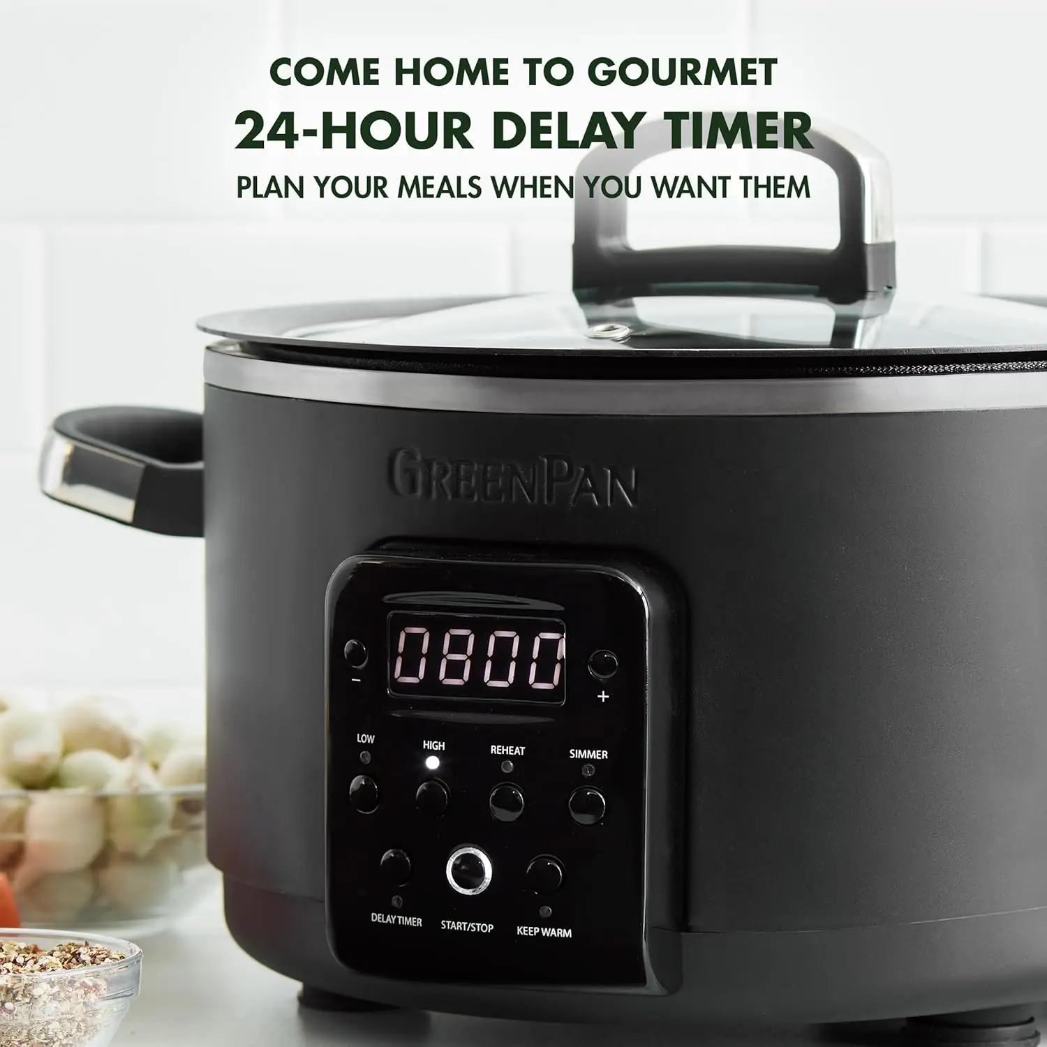 6-In-1 4qt Elektrische Keramische Slowcooker Met Glazen Deksel, Multifunctionele Presets, Hard Geanodiseerde Pfas-Vrije Verwijderbare Anti-Stick Crock