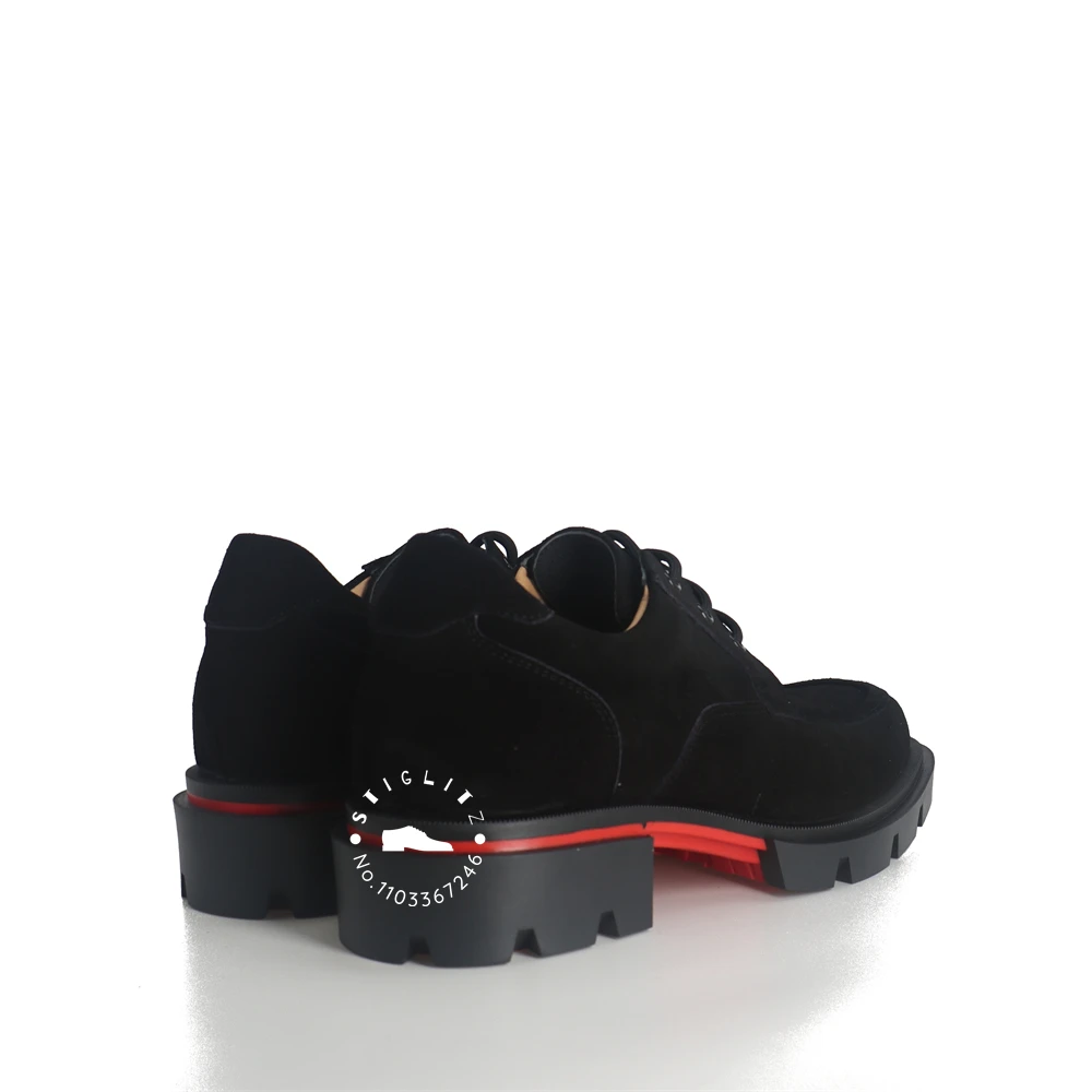 Black Suede Men's Dress Shoes Designer Style Luxury Lace Up Shoes Black Red Genuine Leather Shoes Designer Wedding Shoes for Men