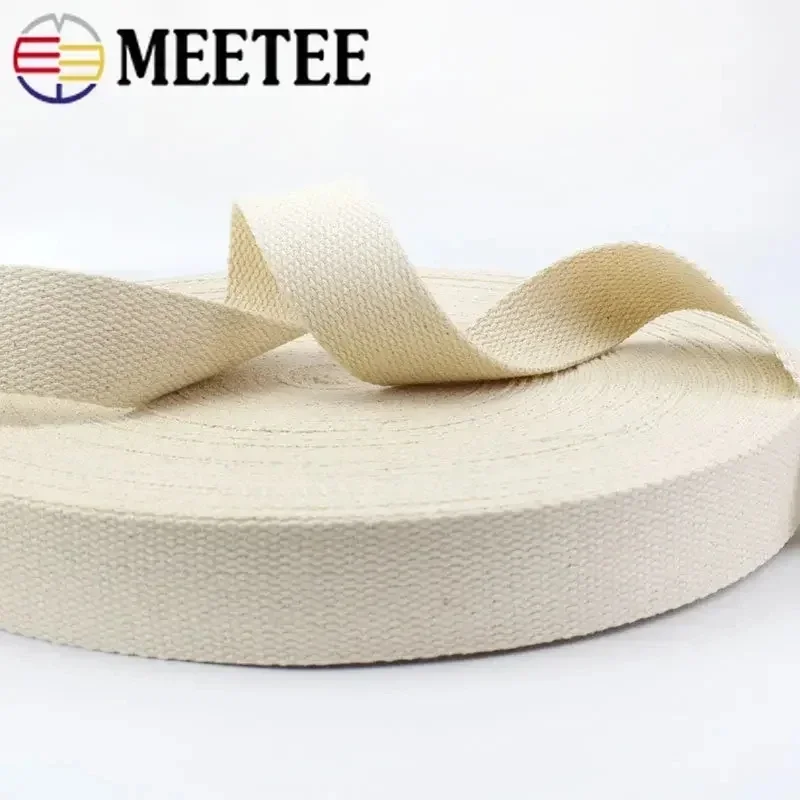 5/10Meters 20-50mm Cotton Webbing Polyester Cottons Ribbon Bag Backpack Strap Tapes Clothes Decor Canvas Belt DIY Accessories