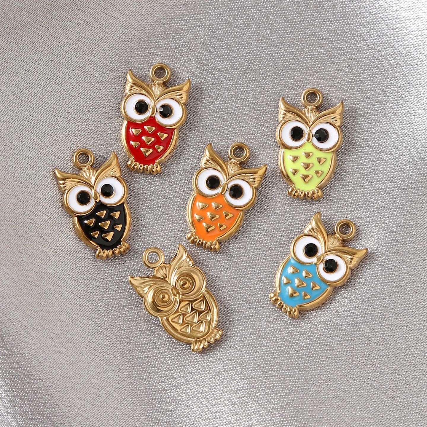 

10pcs Stainless Steel Enamel Colorful Owl Charms Pendants for Jewelry Making Necklace Earrings DIY Handmade Craft Accessories