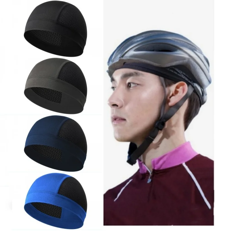 AliExpress Quick Dry Breathable Mesh Cycling Motorcycle Helmet Inner Cap Outdoor Hiking Runing Beanie Hat Sport Cap Sweat Helmet Liner Hats