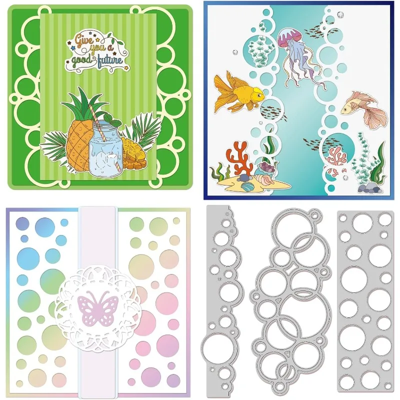 3pcs Bubble Embossing Template Frame Carbon Steel Border Edge Die Cuts for Scrapbooking Card DIY Craft Decoration