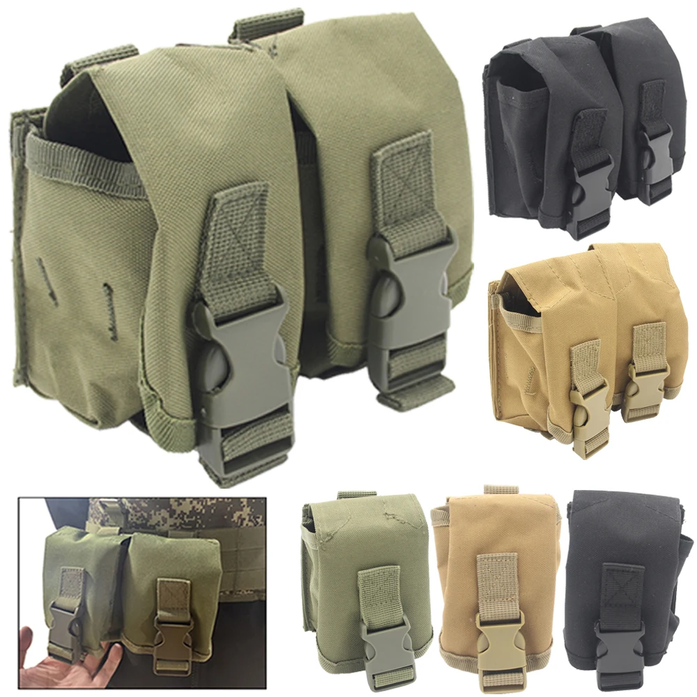 Bolsa táctica para Granada Molle, bolsa para Granada individual doble Frag, herramienta de liberación rápida, bolsa Mag, funda para caza al aire libre, riñoneras