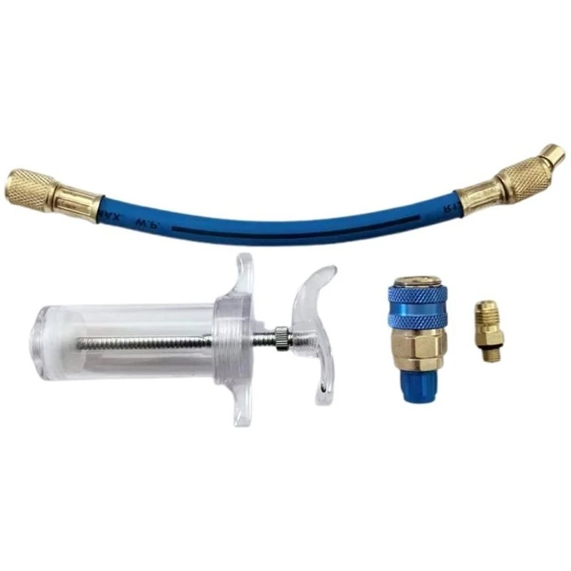 Best-Selling Car A/C Oil And Dye Injector With R-134A Low Side Quick Coupler Adapter 1/4 SAE,Explosion-Proof Refrigerant