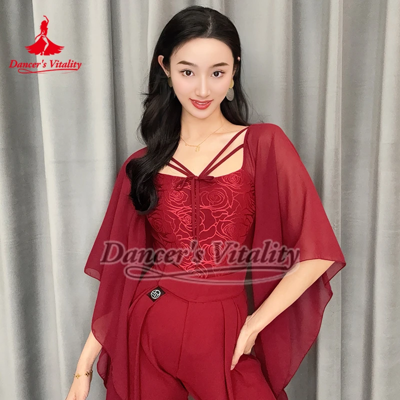 لونين متوفرة بذلة ممارسة الرقص الاجتماعي فوكستروت تانجو الأكمام المتدفقة مجموعة الرقص أداء المطابقة