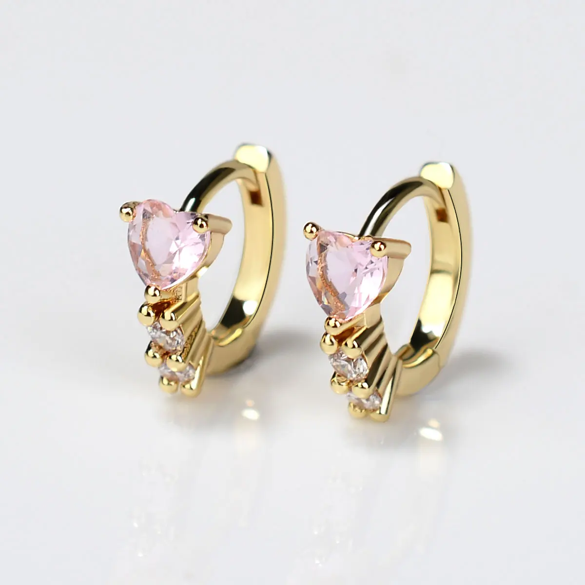 Huggies Earrings Purple white Green Blue Red Square Heart Silver Color Small Hoop Earrings for Women Girls Wedding Jewelry