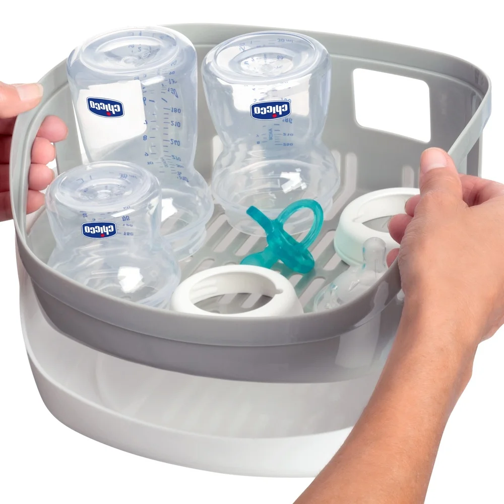 電子レンジ蒸気滅菌器 哺乳瓶 乳首 おしゃぶり 安全 BPAフリー コンパクト 使いやすいトング付属 24時間細菌保護