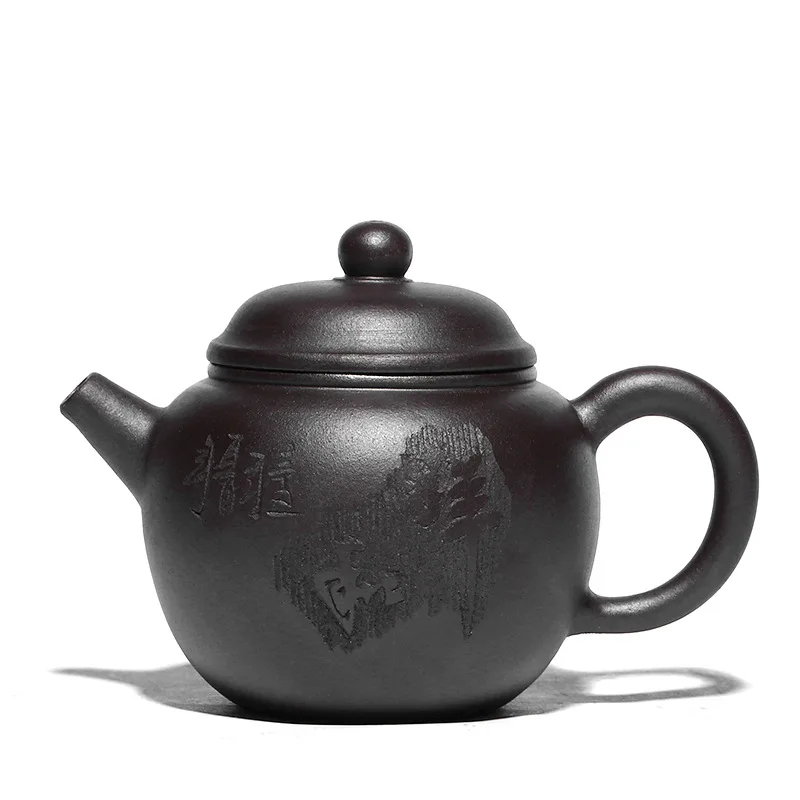 Chinese Yixing Home Teaware Accessories Customized Tea Table Supplies Purple Clay Teapots Raw Ore Black Mud Filter Tea Pot 200ml