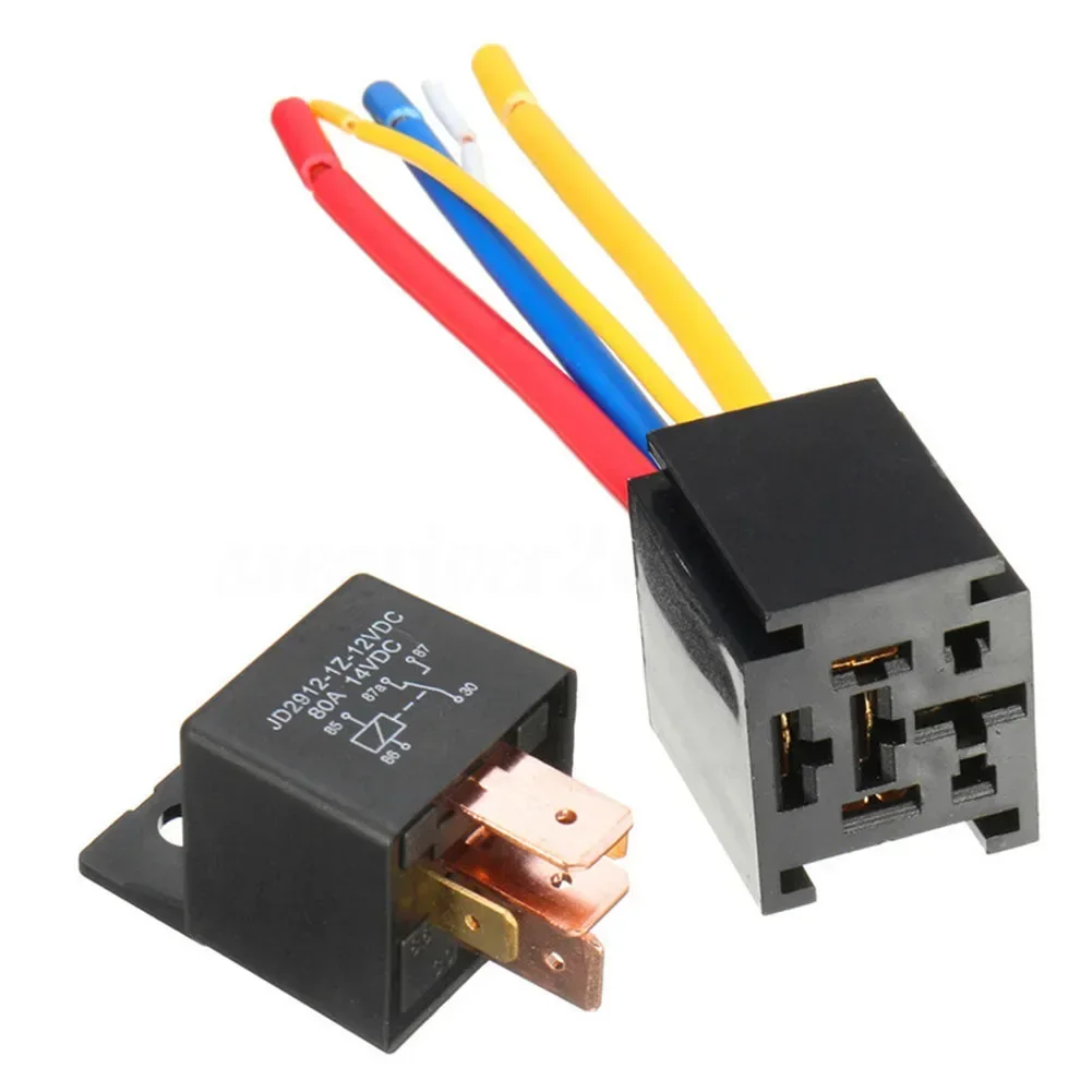 2sets JD2912 DC24V 80A Automotive Relay Foot Width 9.3 With Socket And Wire 24V For Electric Cooling Fans Fuel Pumps Water Pumps