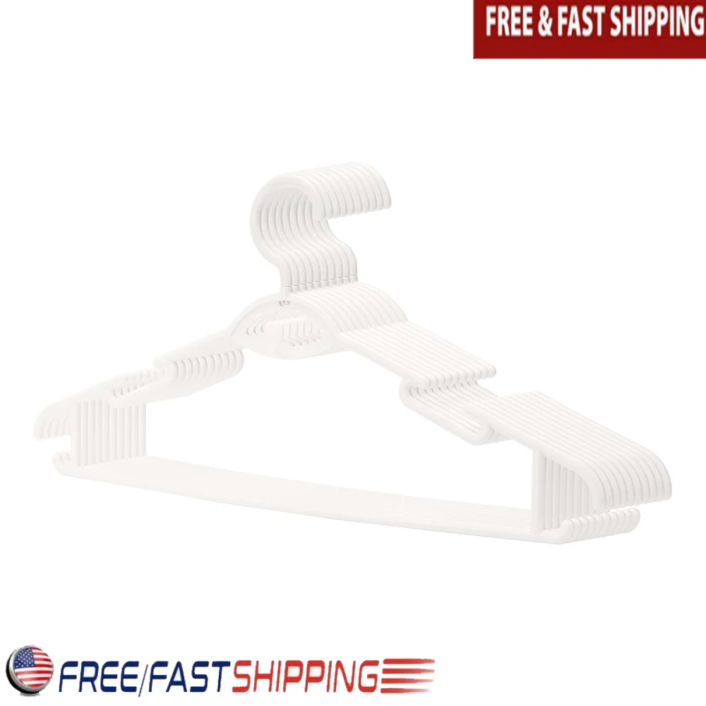 

Durable Non-Slip Plastic Clothes Hangers Space Saving Wardrobe Organizer 10 Pack Essential Closet Kit Coats Pants Shirts
