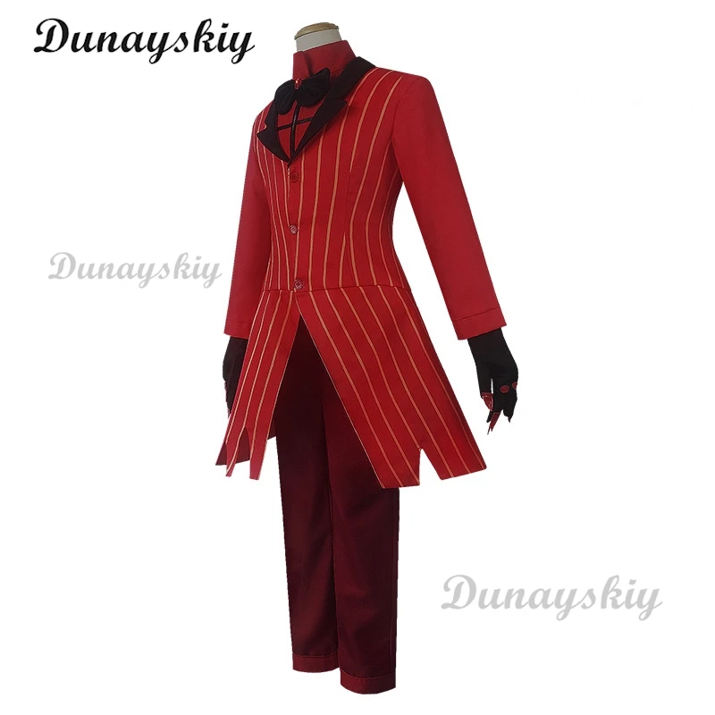 Hazbin ALASTOR Cosplay Costume pour homme adulte, uniforme d'hôtel, veste et pantalon, rouge trempé, anime, Halloween