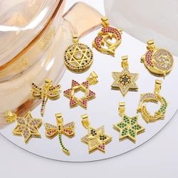 Juya 18K Real Gold Plated Handmade Colorful Star Of David Charms For DIY Mezuzah Judaism Talisman Religious Jewelry Making