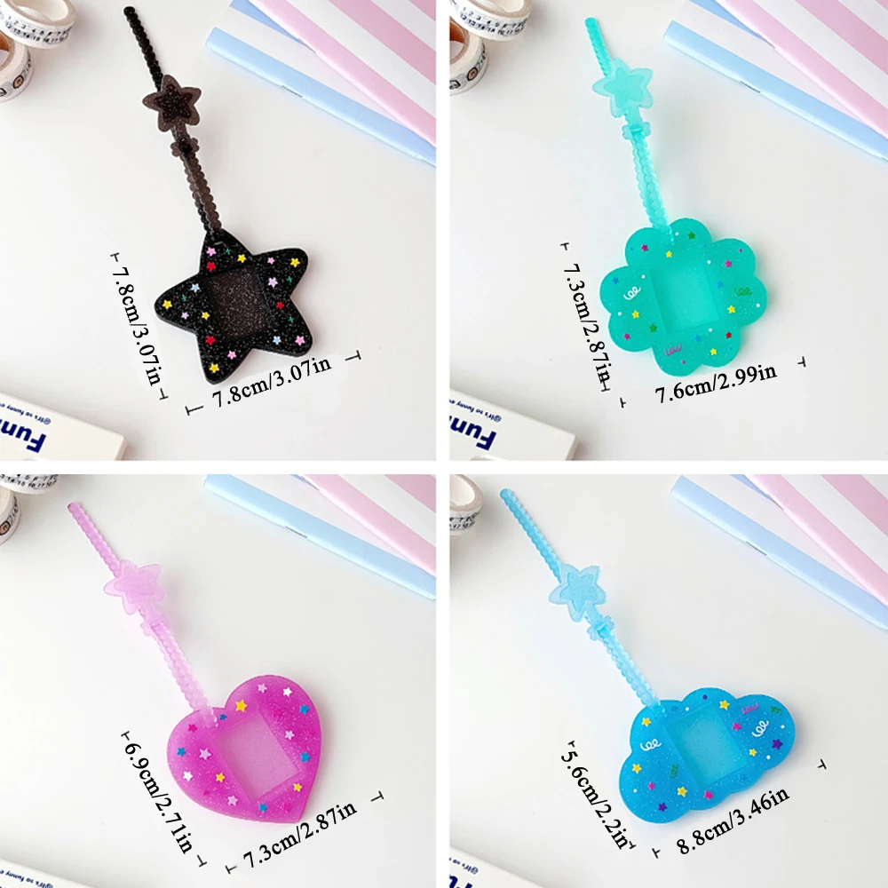 

1pcs 1-inch Card Holder Bag Pendant Glitter Star Photocard Holder Small Card Storage Cover Cartoon Cute INS Korean Keychain