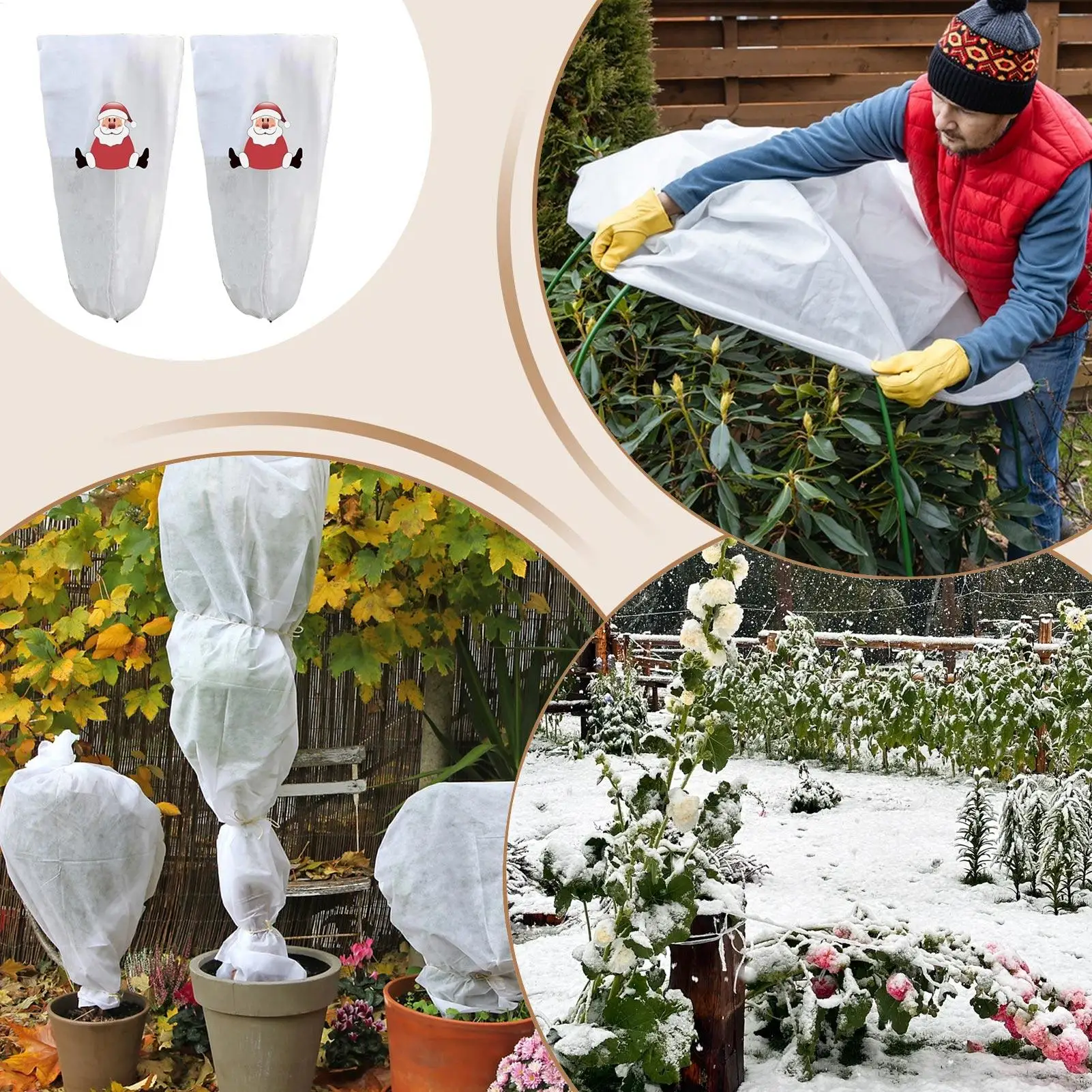 

Tree Covers Freeze Protection 2 Pieces Non-woven Tree Christmas Cover Thermal Plant Guard Sheet For Outdoor Fence Garden Farm