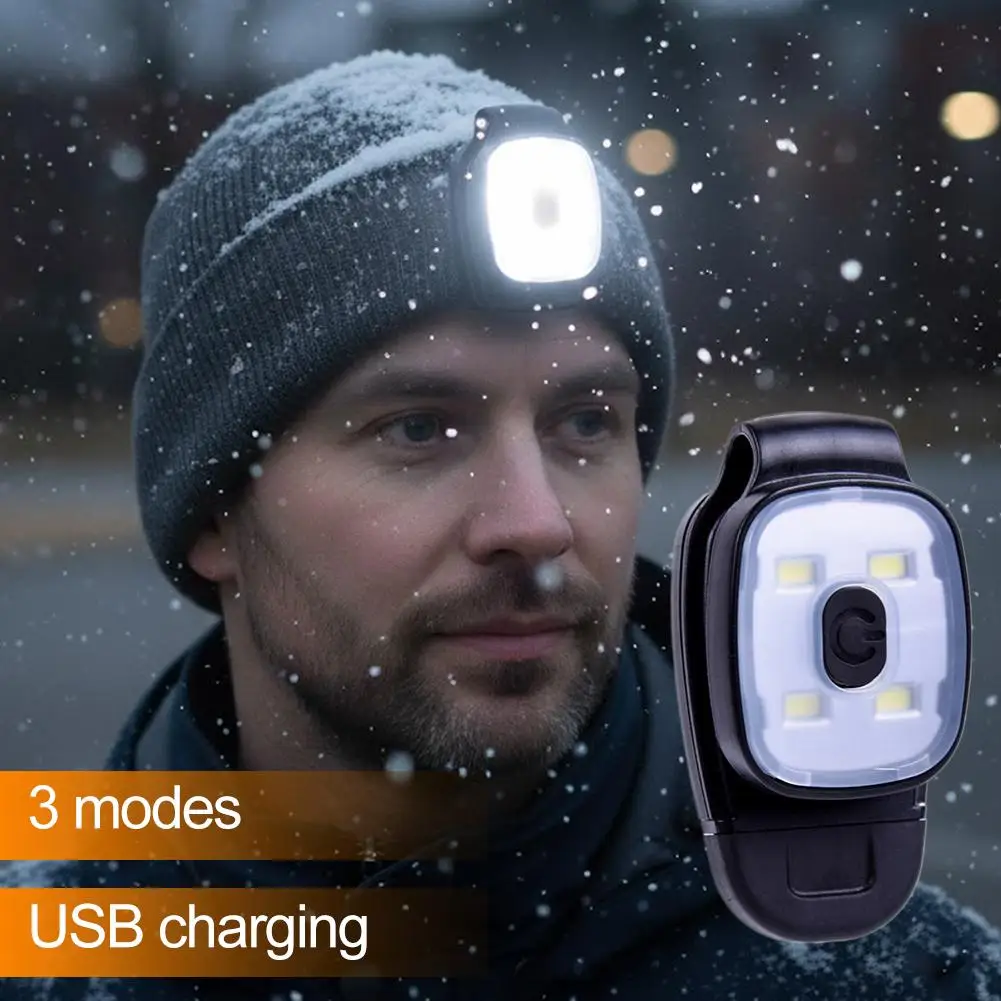 LED Clip Flashlight 4 Lighting Modes USB Rechargeable Clip On Light Safety Warning Running Lights for Night Walking Fishing
