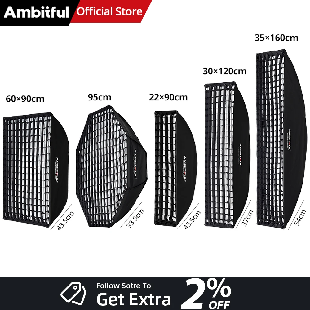 ambitful-95cm-60x90cm-22x90cm-30x120cm-35x160cm-八角形-長方形-ハニカムグリッド-ソフトボックス-ボーエンズ-スタジオフラッシュ用