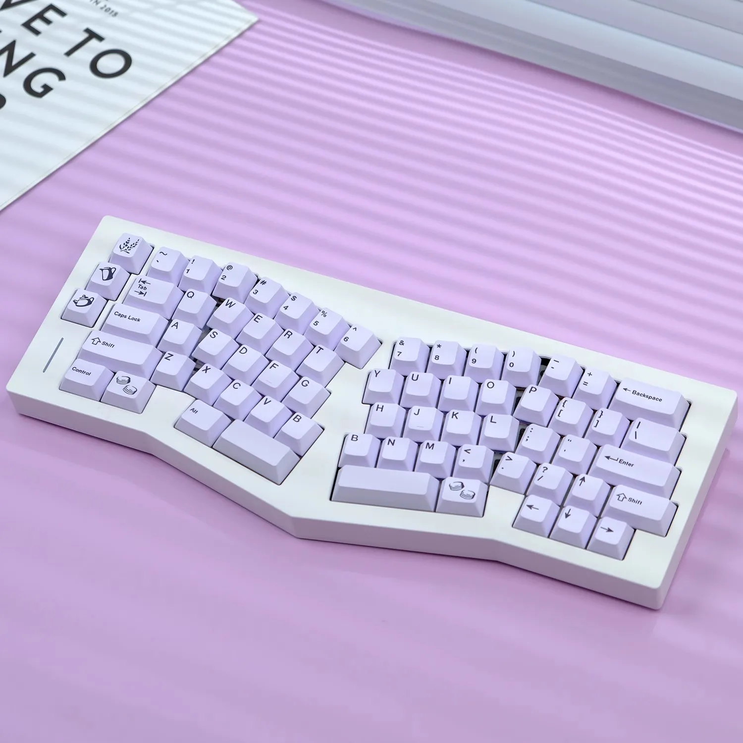 Imagem -03 - Gmk Lavender Keycaps Grupo Full Light Purple Pbt Dye Subbed Perfil de Cereja Keycap para Alice Gh60 Gk64 Keychron 165 Chaves