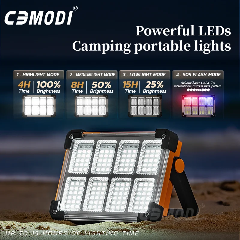 Solar Camping Lantern 400LM Power Bank 3600mAh Emergency Light IP64 Waterproof 4 Modes LED Flashlight Rechargeable by Sun/USB