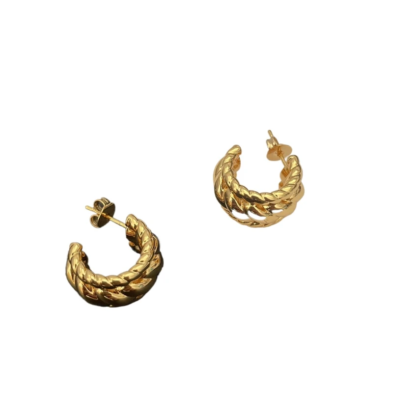 

2024 Модельер Бренд 24 К Позолоченные Латунные Серьги Женщины Европейская Ювелирная Тенденция