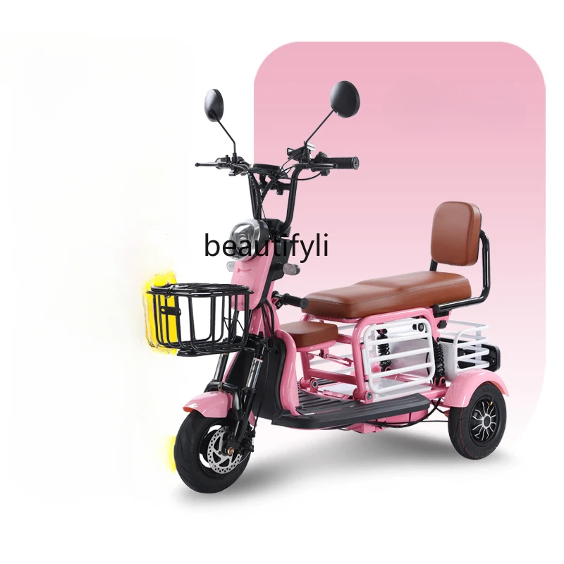 Electric tricycle household small lady with students the elderly folding lithium battery car