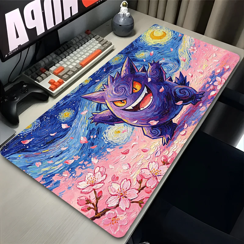 XXL Gaming Mouse Pads Gengar Computer Accessories Speed Mini Pc Keyboard Desk Mat Pokemon Swirling Sakura Starry Night Mousepad